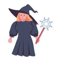 Trendy Witch Character vector