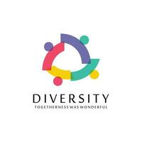 vistoso diversidad logo modelo. icono de unidad, amistad, comunidad y unión vector