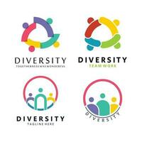 vistoso diversidad logo modelo. icono de unidad, amistad, comunidad y unión vector