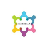 vistoso diversidad logo modelo. icono de unidad, amistad, comunidad y unión vector