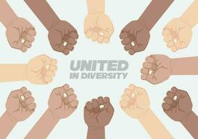 unity in diversity multi colored fists vector