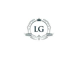 Feminine Lg Luxury Crown Logo, Minimalist Lg gl Logo Letter Vector Art