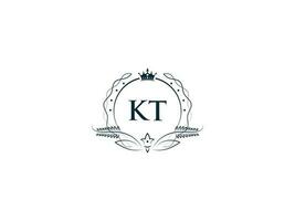 alfabeto corona kt femenino logo elementos, inicial lujo kt tk letra logo modelo vector