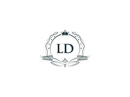 Feminine Ld Luxury Crown Logo, Minimalist Ld dl Logo Letter Vector Art