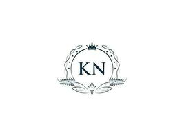 Alphabet Crown Kn Feminine Logo Elements, Initial Luxury Kn nk Letter Logo Template vector