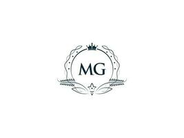 Monogram Mg Luxury Crown Logo, Creative Feminine Mg gm Logo Letter Icon Vector