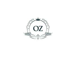 Minimalist Oz Feminine Logo Maker, Alphabet Oz zo Logo Letter Vector Crown