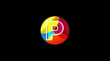 ligne lettre p sur une coloré cercle. graphique alphabet vidéo animation pour affaires ou entreprise identité video