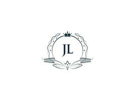Monogram Jl Feminine Company Logo Design, Luxury Jl lj Royal Crown Logo Icon vector