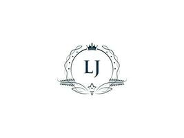 Feminine Lj Luxury Crown Logo, Minimalist Lj jl Logo Letter Vector Art