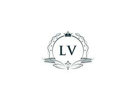 Feminine Lv Luxury Crown Logo, Minimalist Lv vl Logo Letter Vector Art
