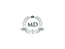 Monogram Md Luxury Crown Logo, Creative Feminine Md dm Logo Letter Icon Vector