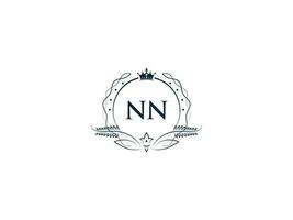 Minimalist Nn Feminine Logo Initial, Luxury Crown Nn n n Business Logo Design vector