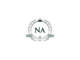 Minimalist Na Feminine Logo Initial, Luxury Crown Na an Business Logo Design vector