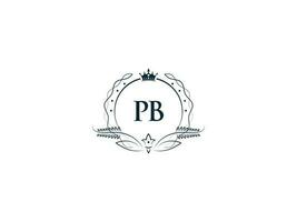 minimalista pb logo icono, creativo pb bp lujo corona letra logo diseño vector