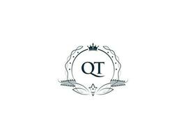 Premium Royal Crown Qt Logo, Unique Letter Qt tq Logo Icon Vector Image Design