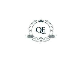 Premium Royal Crown Qe Logo, Unique Letter Qe eq Logo Icon Vector Image Design