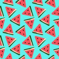 Abstract triangular summer fruits colorful seamless pattern. Sliced watermelon with seeds background. Vector illustration