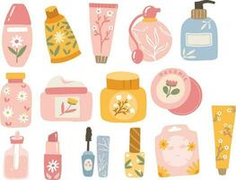 Set Collection Organic Skincare Cosmetic Packaging Illustration vector