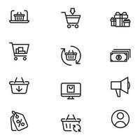 Online shopping application Interface related icon set. set line icon vector