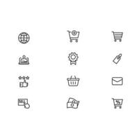 Online shopping application Interface related icon set. set line icon vector