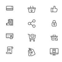 Online shopping application Interface related icon set. set line icon vector