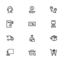 Online shopping application Interface related icon set. set line icon vector