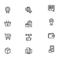 Online shopping application Interface related icon set. set line icon vector