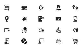 Online shopping application Interface related icon set. glyph, solid Icon Website sign vector