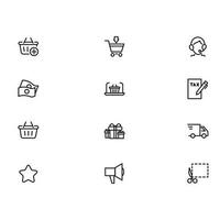 Online shopping application Interface related icon set. set line icon vector