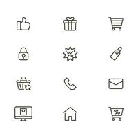 Online shopping application Interface related icon set. set line icon vector