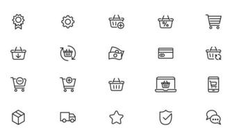 Online shopping application Interface related icon set. Line Icon Website sign vector