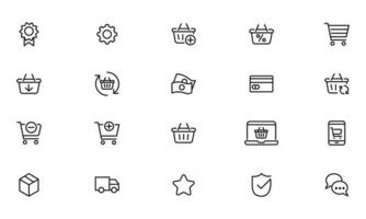 Online shopping application Interface related icon set. Line Icon Website sign vector