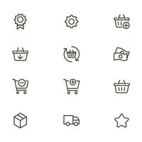 Online shopping application Interface related icon set. set line icon vector