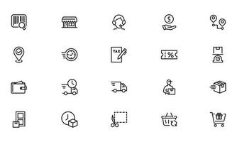 Online shopping application Interface related icon set. Line Icon Website sign vector