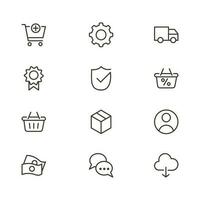 Online shopping application Interface related icon set. set line icon vector