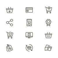 Online shopping application Interface related icon set. set line icon vector