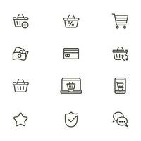 Online shopping application Interface related icon set. set line icon vector