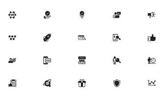 SEO and promotion glyph solid icons collection. set icon seo promotion icons pack vector