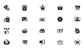 Online shopping application Interface related icon set. glyph, solid Icon Website sign vector