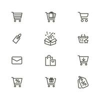 Online shopping application Interface related icon set. set line icon vector