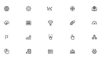 SEO and promotion line icons collection. Thin outline icons pack vector