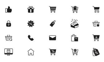 Online shopping application Interface related icon set. glyph, solid Icon Website sign vector