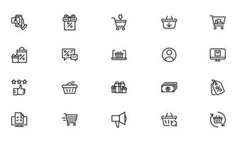 Online shopping application Interface related icon set. Line Icon Website sign vector