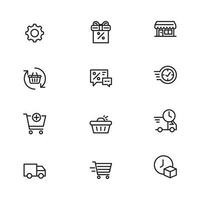 Online shopping application Interface related icon set. set line icon vector