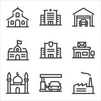 building set line icon vector