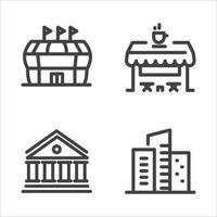 set icon line building vector