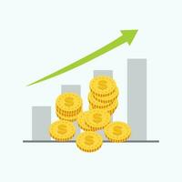 Time value of money, sum of money worth more now at present time than future, inflation or earning cost, value depend on time, businessman investor holding money big and small coin on clock seesaw. vector