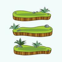 Three views of islands on white background illustration vector