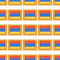 Pattern cookie with flag country Armenia in tasty biscuit vector